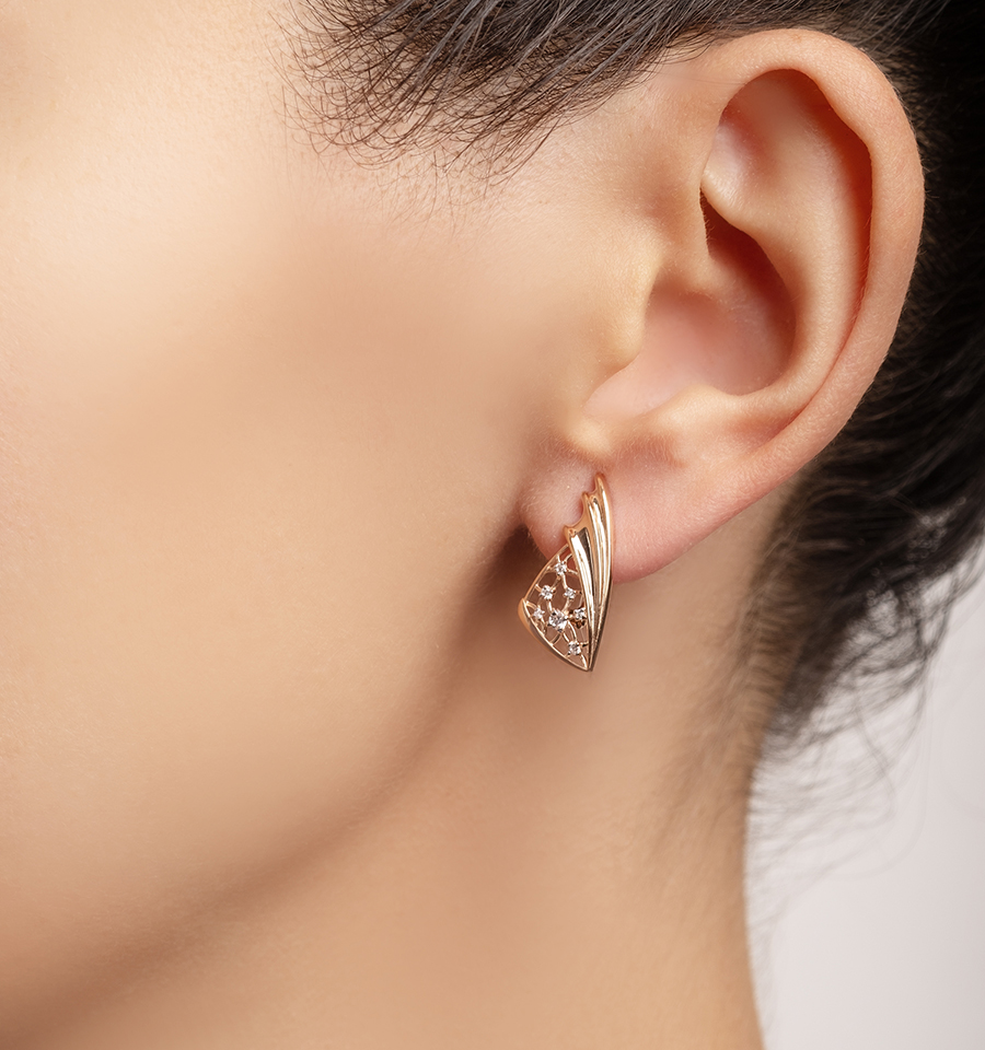 Серьги Династия 012992-1102 золото фианит