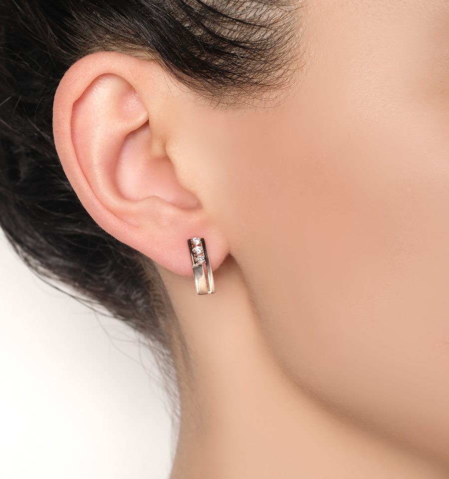 серьги Династия 015472-1102 вес 1,6 золото фианит