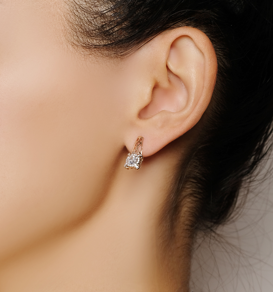 серьги Династия 000162-1102 вес 2,87 золото фианит