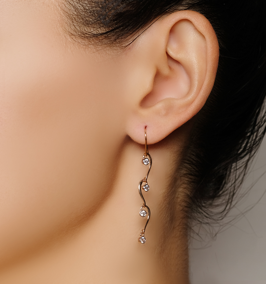 серьги-цепочки Династия 014912-1102 вес 2,17 золото фианит